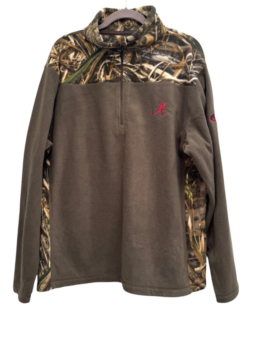DRAKE WATERFOWL SYSTEMS UNIV OF ALABAMA CAMP FLEECE 1/4 ZIP CAMP/OLIVE GREEN